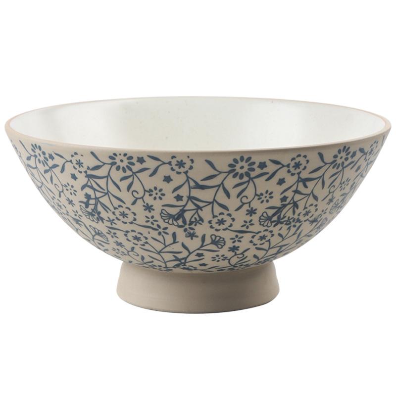 Round Rough Pottery Lamian Noodles Bowl Japanese Style Retro Household Bamboo Hat Bowl Ceramic Anti Scalding Bowl Tableware