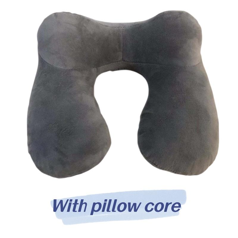 U-shaped Inflatable Neck Pillow Set For Travel With Camel Hump Design Soft And Comfortable