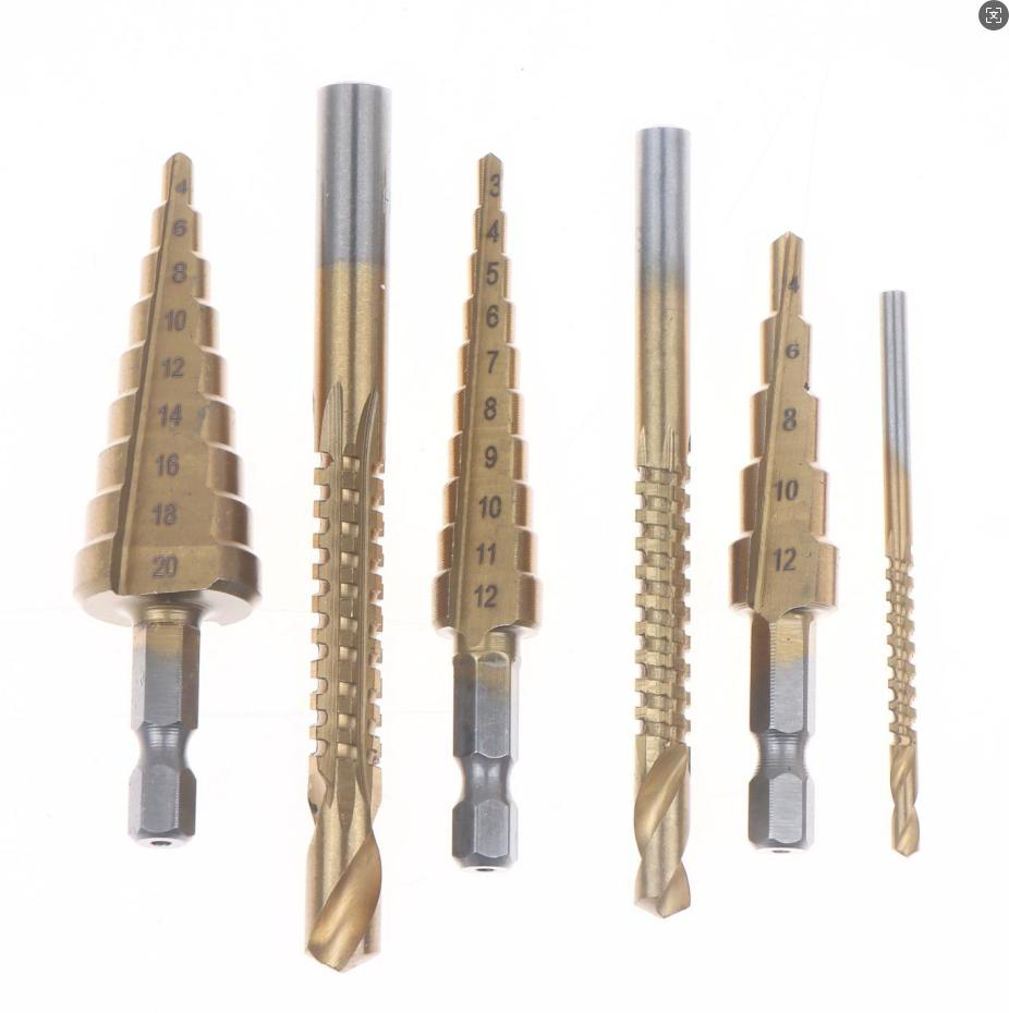 &6 st Titanborrset, 3-12 mm För Metall Trä, Hårdstål Spiralborr, Korrosionsbeständiga, Precisionshålförstoringsverktyg