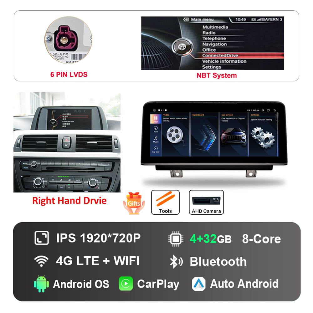 10.25 Inch Right Hand Drvie for BMW 3 /4 Series F30 F31 F32 F33 F34 F36 2013 - 2018 NBT EVOAndroid Car Radio Multimedia Player