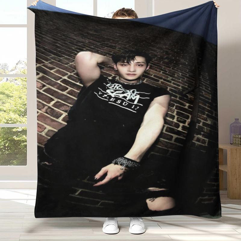 Coperta di Flanella Bang Chan Kpop Stray Kids, Coperta Morbida Calda in Peluche per Casa Camera da Letto Letto Divano Copertura Campeggio Picnic regalo
