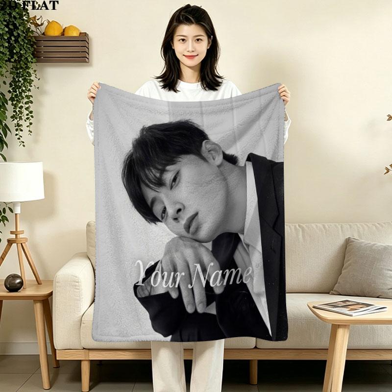 1PC Name Black White Custom Name Patterned Flannel Blanket Suitable For All Seasons for Home Decor Warmth and Comfort Gifts Holiday Gift