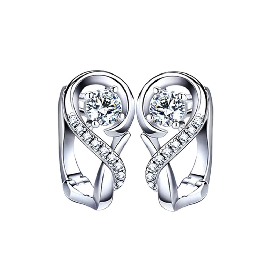 925 Korean-Style Heart-Shaped Platinum-Plated Earrings for Women - Simple Love Design