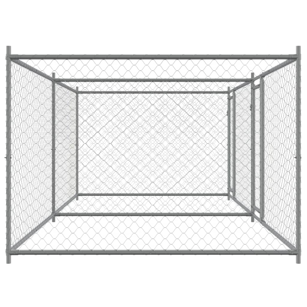 Vidaxl Dog Cage, With Door, Grey, 4X2X1.5 M, Steel