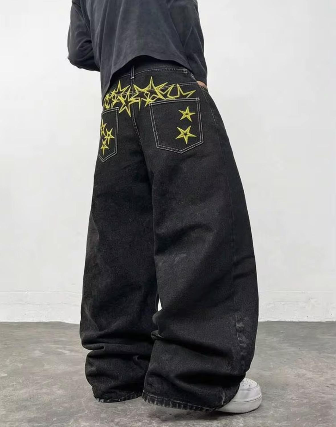 American retro washed star letter printed
