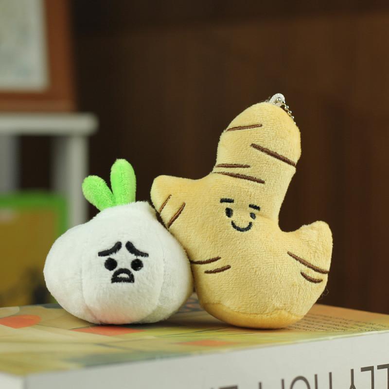 Realistic Plush Garlic Keychain Stuffed Vegetable Toy Cute Mini Bag Charm 8-16 Cm