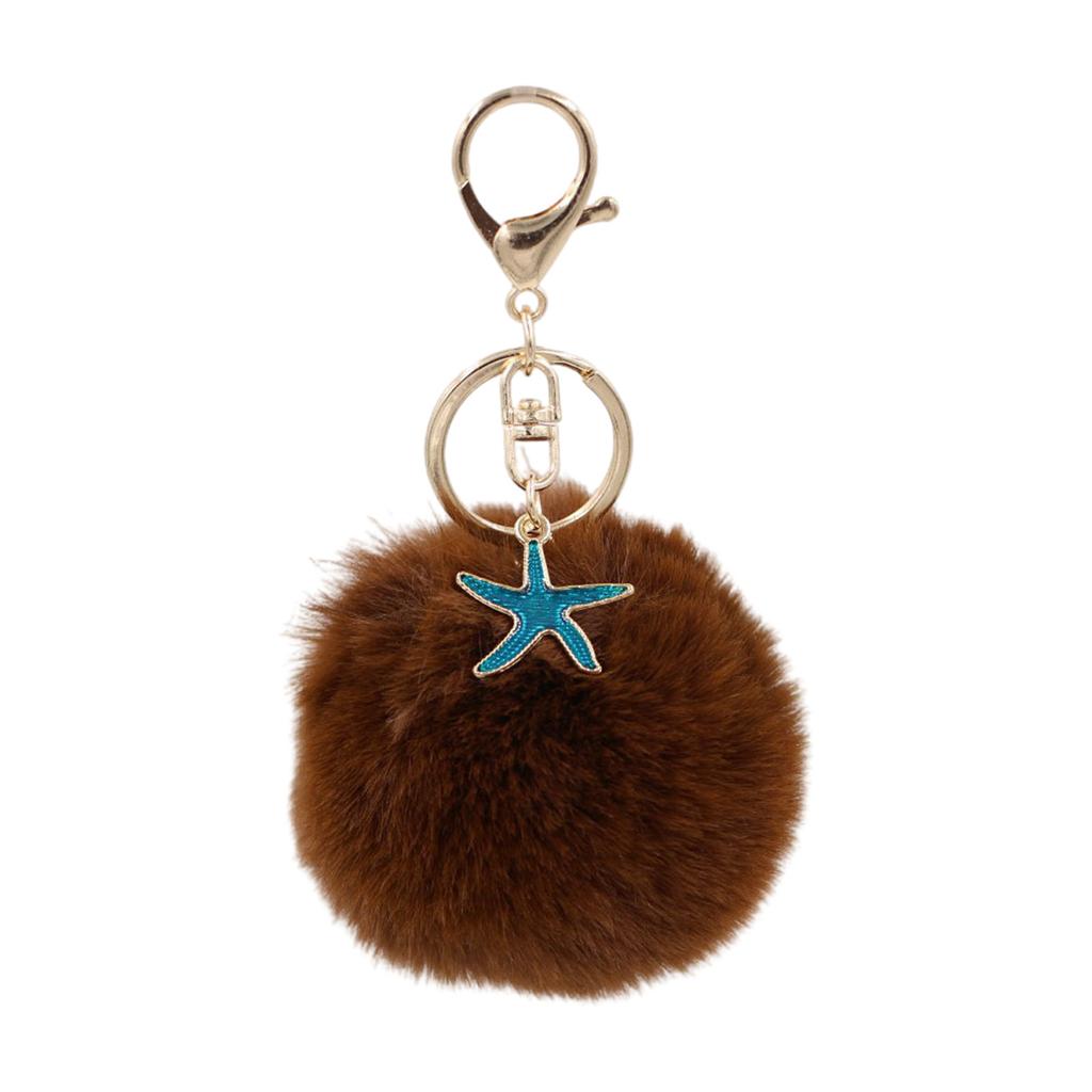 Soft Plush Starfish Keychain Accessory Durable Starfish Furry Sphere Keychain Key Chain Accessory for Fashion Lovers