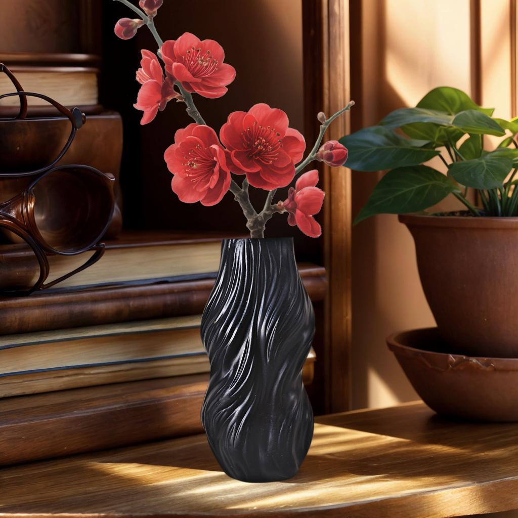 1 Piece of Modern Twisted Vase Ornament, Available in Black/White/Gold, Living Room Tabletop Art Flower Arrangement Vessel, Creative Home Decor A