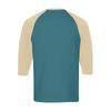 Men's Button-Down Contrast Raglan 3/4 Sleeve Top