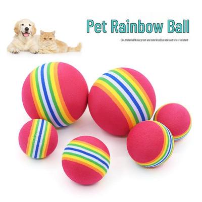Rainbow EVA Foaming Pet Toy Ball - Colorful Play Ball for Cats and Small Dogs