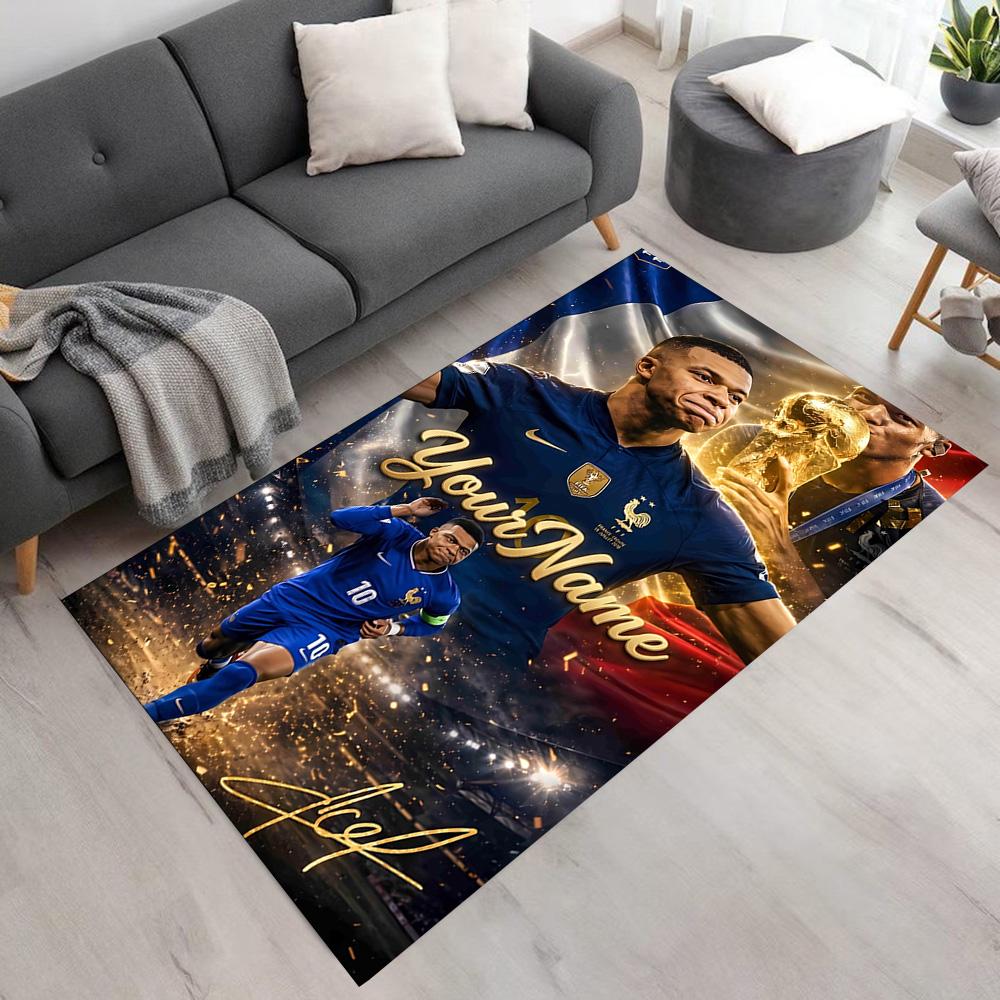 Mbappe Customized Name Carpet Suitable for Game Room Study Room Balcony Dormitory Anti-slip Rug Office Home Decor Perfect Gift for Women/Men