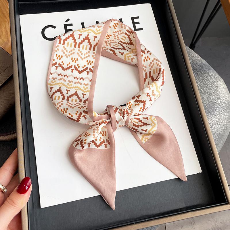 Langer, dünner Seidenschal für Damen, Haarband, Krawatte, Design-Print, Luxusmarke, Haarreifen-Accessoires, coole Mädchen-Schals, Sommer 2021