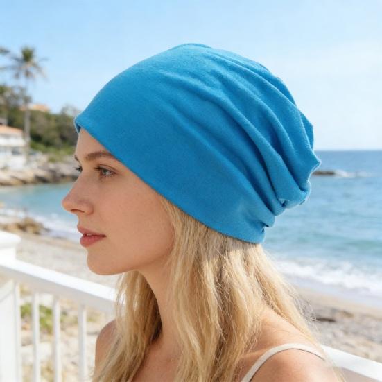 Brimless Hat Lightweight Breathable Soft Warm Windproof Elastic Solid Color Piled Hat School Work Hiking Casual Wear