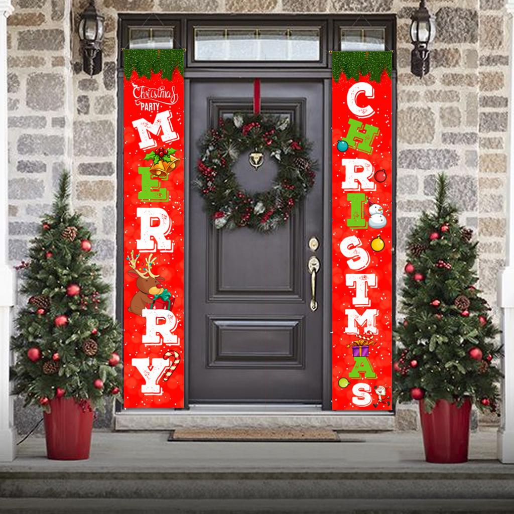 Christmas Outdoor Door Banner Flag Merry Christmas Porch Sign Decorative for Home Yard Front Door Navidad Natal Gift New Year