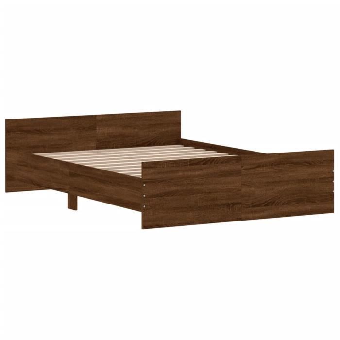 VidaXL Cadre de lit tête de lit et pied de lit chêne brun 135x190 cm 3203795