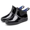 Rain Boots Men Ankle Platform Boots Fashion Non-Slip Waterproof Rubber Booties Male Slip-on Rain Shoes Car Wash Kitchen Galoshes