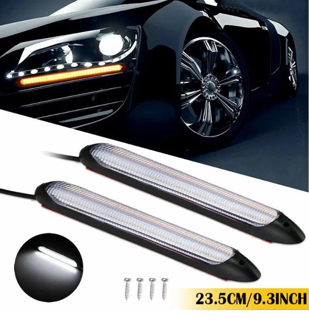 Car DRL LED Daylight, Yellow Cycle, White Turn Signal, Waterproof Headlight Lane, Serial Lamp, Universal, 2pcs.