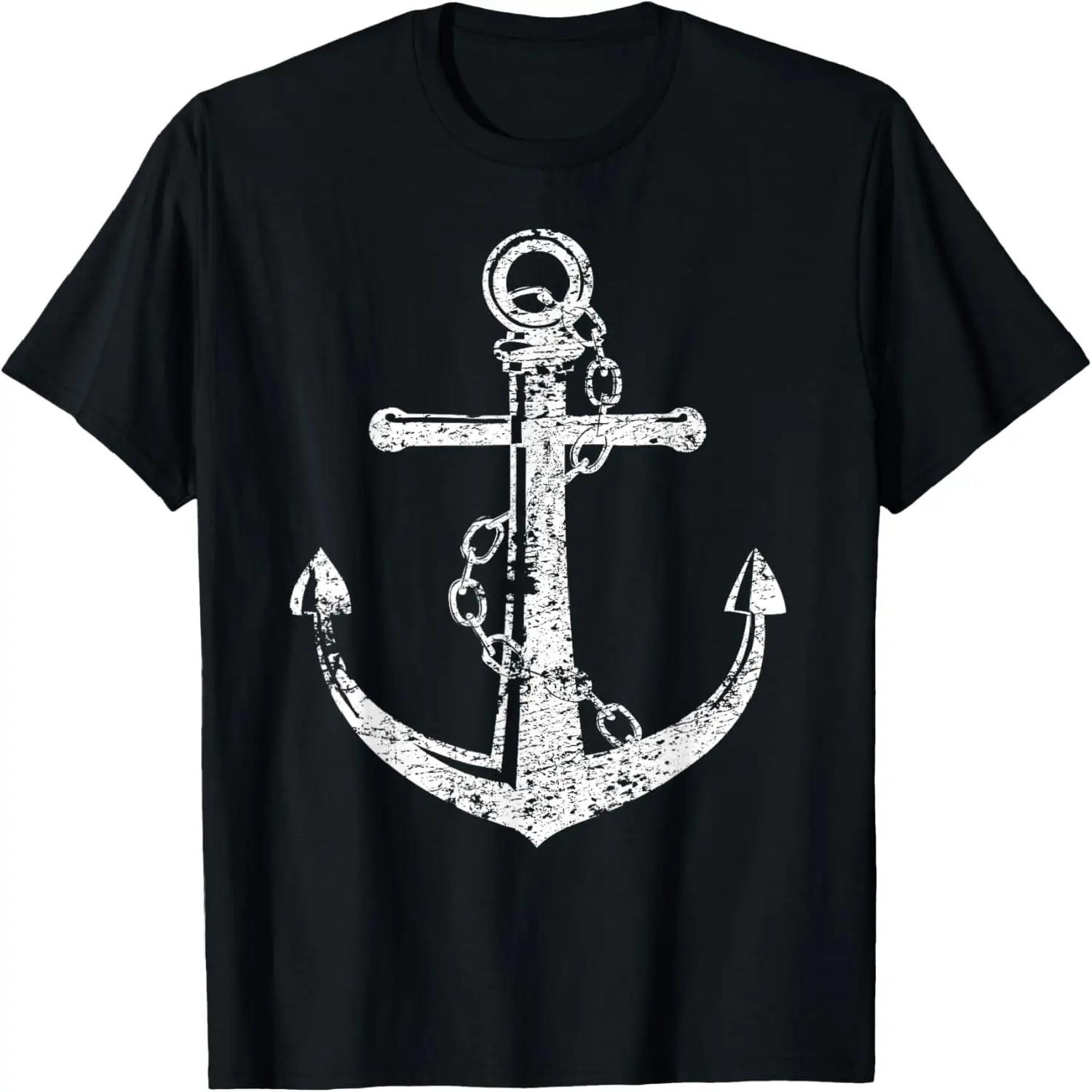 Якорь подарки одежда для отпуска прибрежный пляж море морской моряк футболка S чёрный
