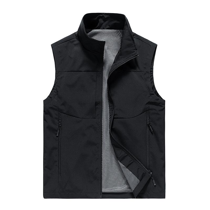 Gilet da Lavoro Autunnale da Esterno da Uomo Semplice Business Asciugatura Rapida Multitasche Gilet Cappotto