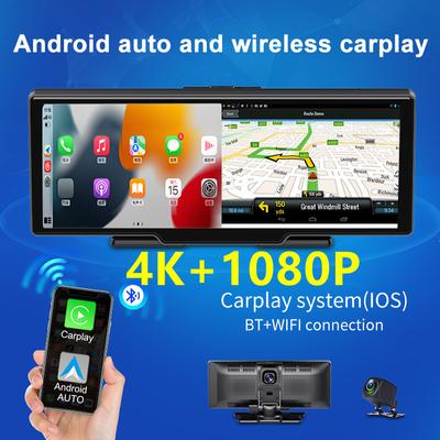4K 10,26 cala Podwójne nagrywanie z przodu i z tyłu 1080P Media strumieniowe Projekcja ekranu telefonu komórkowego Rejestrator CarPlay z Aux