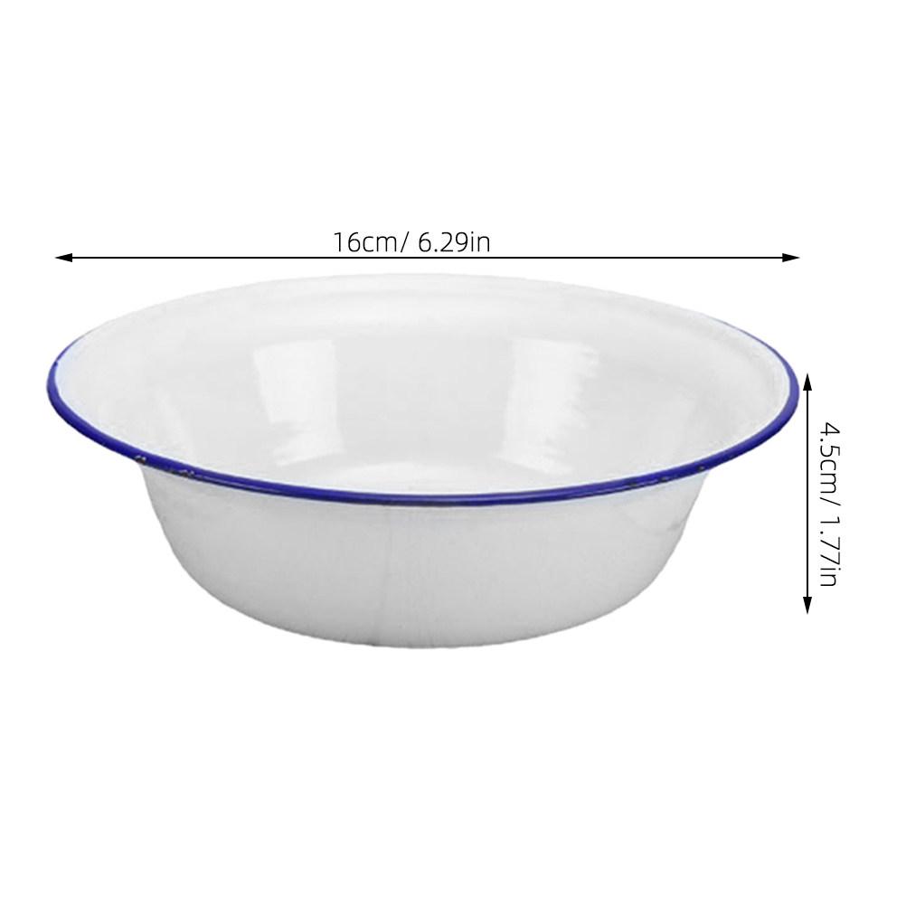 Retro Enamel Basin Vintage Multi-Functional Kitchen Soup Serving Salad Mixing Bowl Enamel Bowl Lard Basin Kitchen Soup Holder