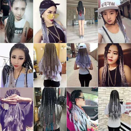 Extensie de păr împletit femei perucă de culoare degradată pentru club