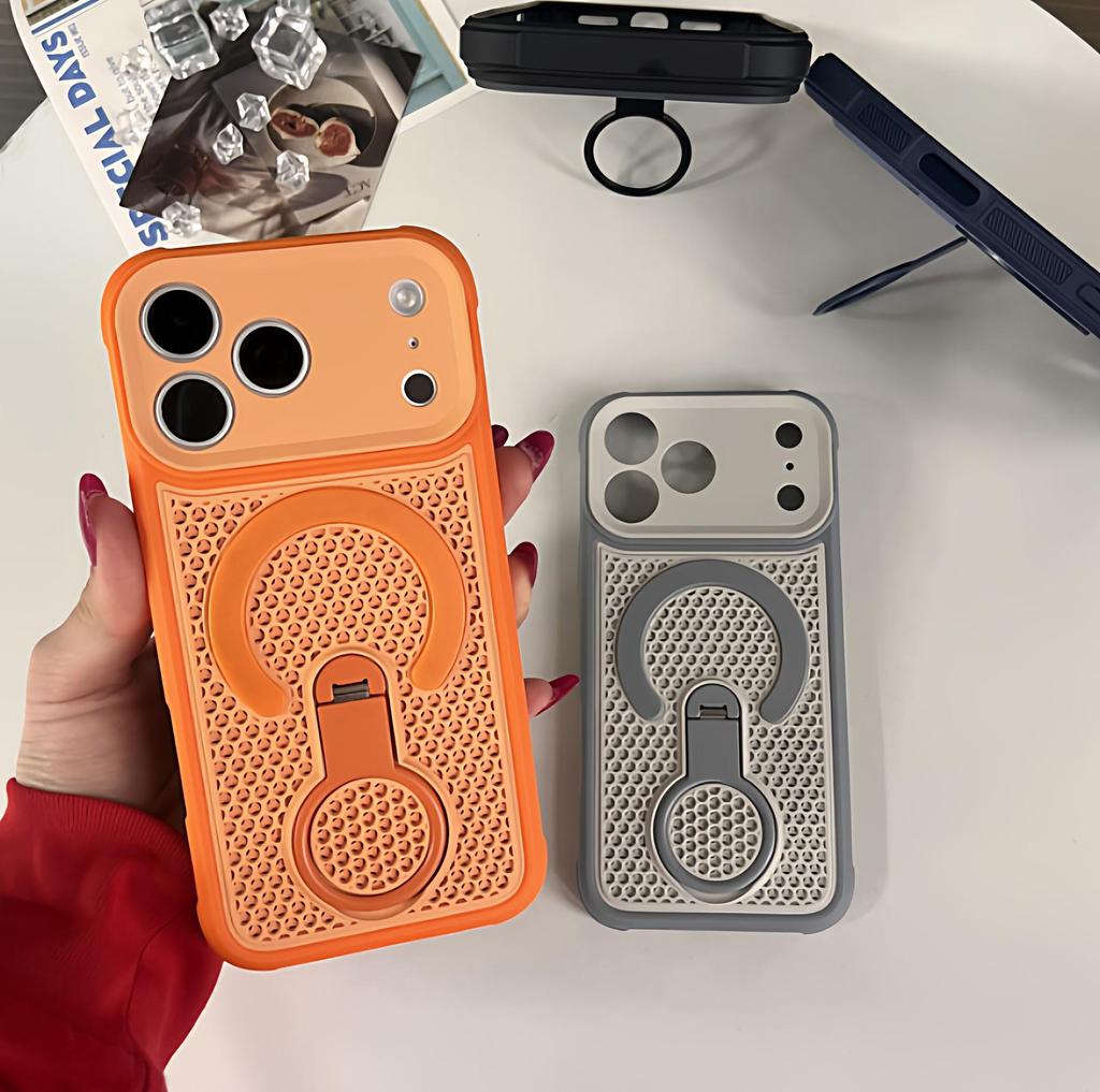 360° Magnetic Honeycomb Heat Dissipation Bracket for iPhone 17 Pro and Apple 16 Business Cases