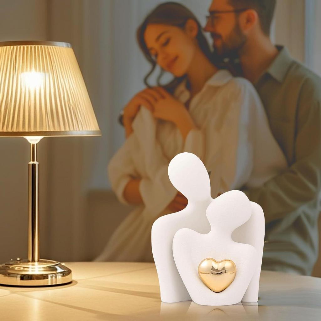 Perfect Wedding Anniversary and Valentines Day Gift, Figurine for Home, Office, Coffee Table and Desktop (White, Romantic Couple), 8 cm, 6.5 cm