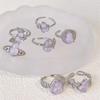 Violet Imitation Jade Gourd Open Ring With Diamonds Niche Design Light Luxury Unique High-End Sense Retro Ring Women