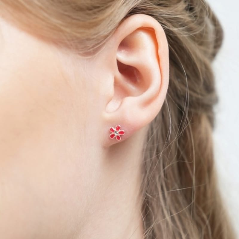 BONBEAU Shining color flower pin Earrings 925 silver, silver needle color cubic flower flower earrings