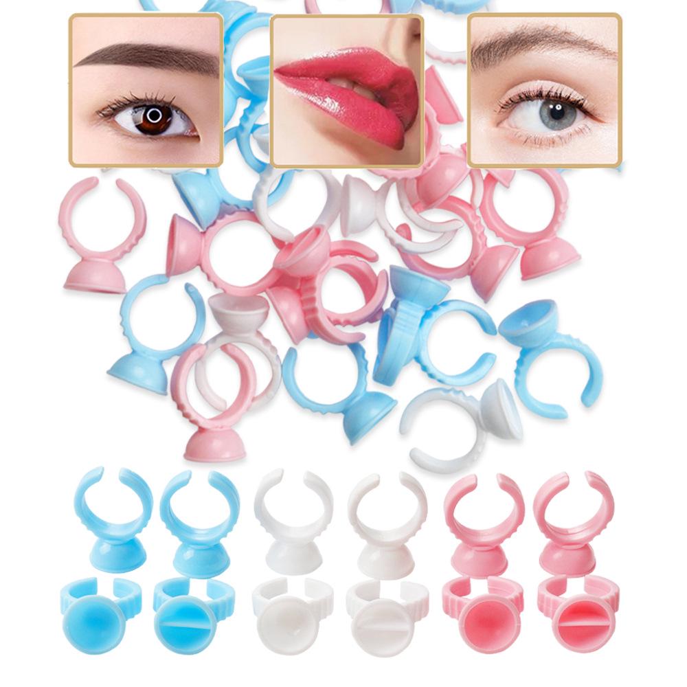 100 Pcs Eyelash Glue Ring Cup for Microblading & Pigment, Disposable Plastic