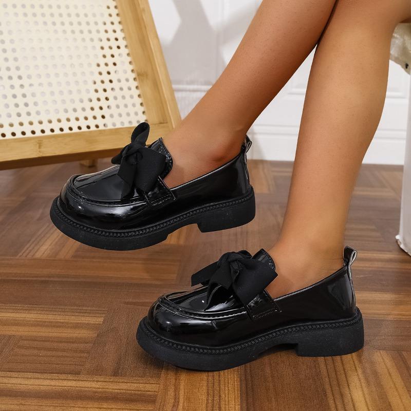 Soft-Sole Leather Shoes for Girls  New Style Bowknot Princess Flats Patent Loafers for Toddlers Elegant Cute Shoes for Girl