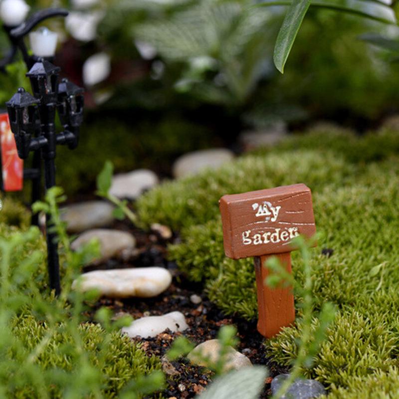 3Pcs Resin Sign Board Bonsai Figurines Micro Landscape Crafts Signboard Miniatures Fairy Garden