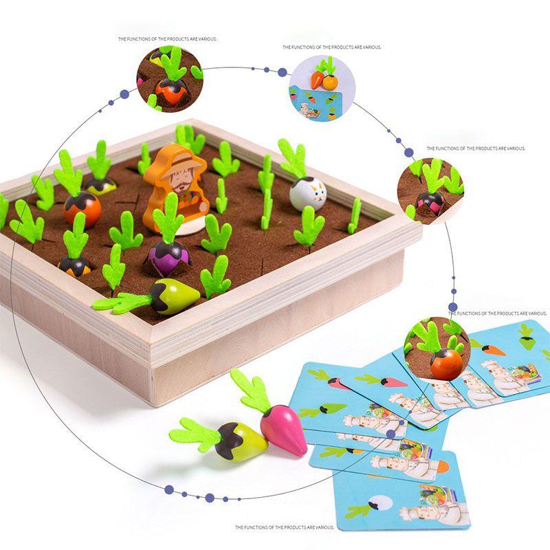New Wooden Pulling Radish Memory Game For Kids Educational Toy For Early Age