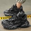 Men's Casual Sport Shoes Vintage Distressed Sneakers 2025 Autumn New Style Thick Bottom Fashion Increased Height Trendy Shoes