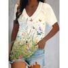 3D Printed Short Sleeve Butterfly Floral Print Women's V-Neck T-Shirt Summer Loose Women's Casual Short Sleeve Top