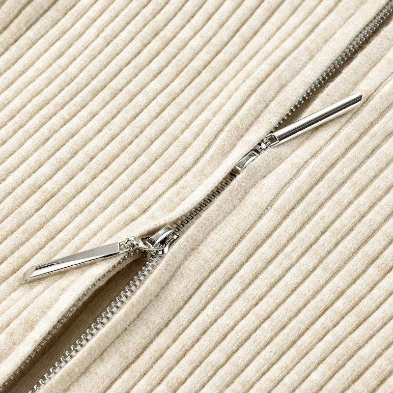 Women's Autumn Winter Knit Cardigan Versatile Office Slim Flattering Cropped Zip-Up Sweater Korean Long Sleeve Outerwear