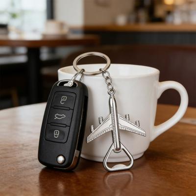 Airplane Bottle Opener Keychain Metal Aircraft Model Keychain Fun Bag Charm Novelty Bottle Opener Gift for Airplane Lovers