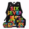 1/2/3/4/5PCS Numbered 6&7 Pattern Backpack Set | The Perfect Choice for School & Travel