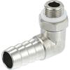 Motoforti Adaptateur de Raccord de Tuyau en Laiton à 90 Degrés Universel pour Voiture, Raccord de Tuyau, Barb 10mm 3/8" vers Mâle Métrique M10x1, Durable, Laiton, Ton Argenté