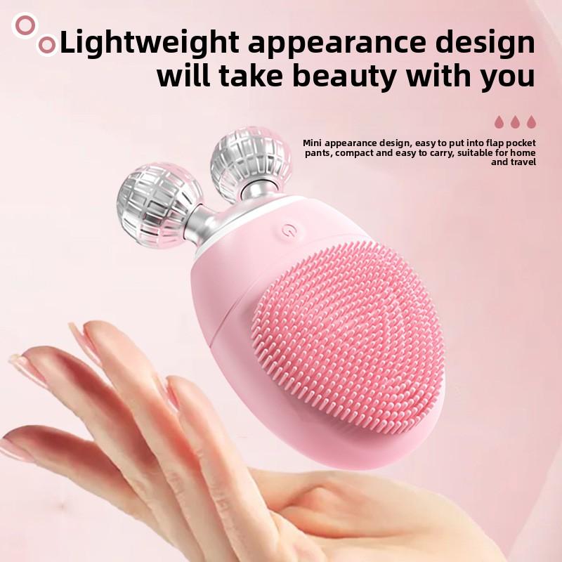 Roller electric silicone facial cleanser for cleaning pores, blackheads, oil lifting, firming, and vibrating facial cleanser