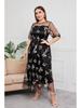 Hepburn Style Plus Size Evening Gown: Women's Mesh Embroidery Banquet Party Dress