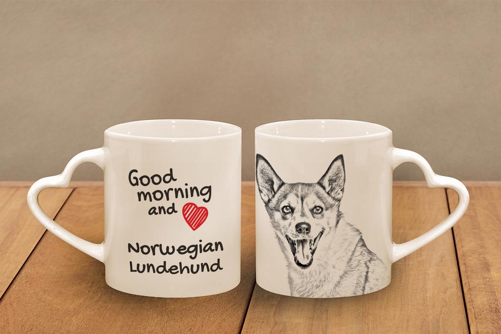 Norwegian Lundehund, Norsk Lundehund - Cup with a Dog, Adorable Cup with a Heart-shaped Handle, Universal Gift from the Art-Dog Brand