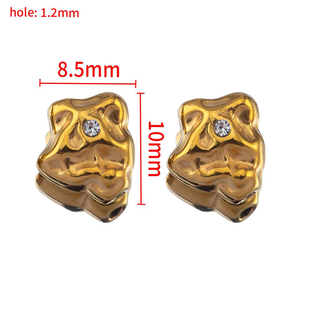 

2pcs Stainless Steel Vintage Irregular Gold Color Spacer Beads Bracelets Zircon Heart Beads Necklaces Accessories Jewelry Making 2pcs