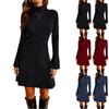 Women's Fashion High,Neck Flared Sleeve Knit Sweater Dress
