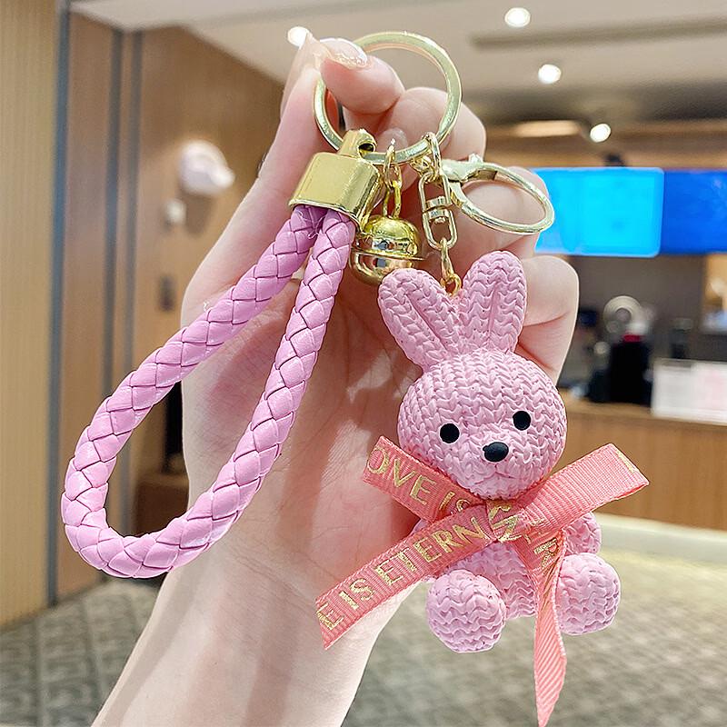 Resin Sitting Rabbit Keychain