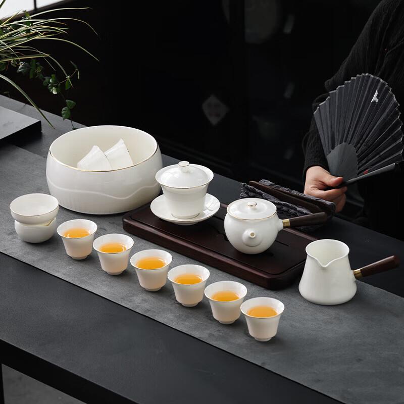 Hongyu Jiake Suyue China White 14-Piece Ceramic Tea Set
