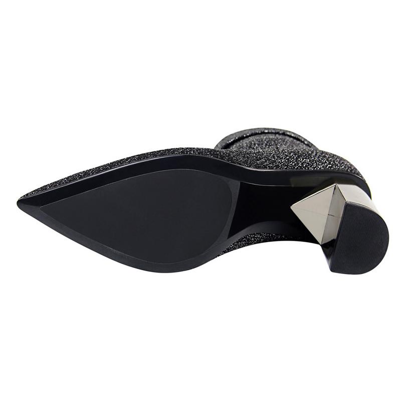 Shoes Women Elastic Sock Boots Metal Block Heel Women Boots Sexy High-heel Boots 2025 New Women Ankle Boots Plus Size 43