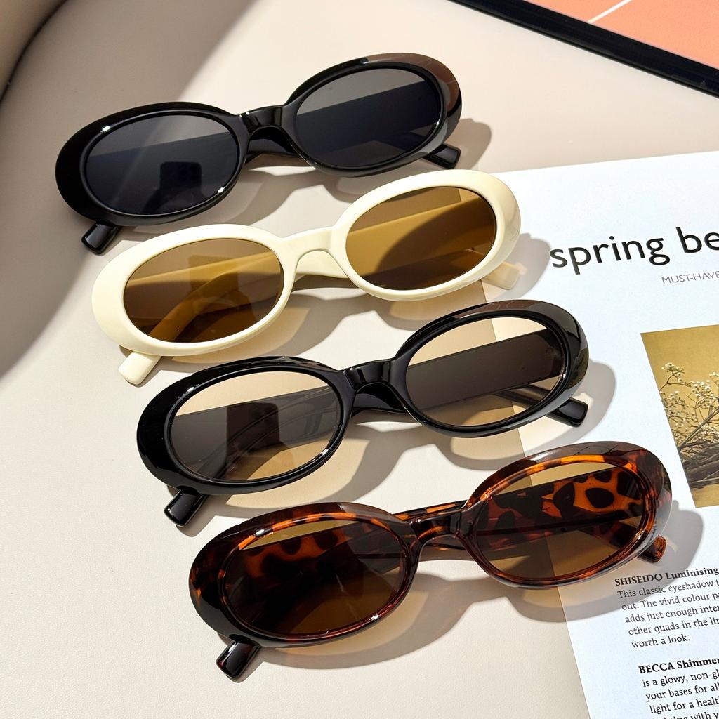4Pcs Fashionable Mixed Glasses Set, Oval-Shaped Glasses, Chic Black Color, Suitable for Daily Wear
