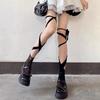 Women Sexy Arbitrarily Bandage Heart Floral Lace Fishnet Stockings Irregular Calf Socks Jk Tie Middle Tube Long Socks 1/2 Pcs